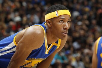 VANCOUVER, BC - OCTOBER 1: Patrick McCaw #0 of the Golden State Warriors looks on against the Toronto Raptors during a preseason game on October 1, 2016 at Rogers Arena in Vancouver, British Columbia, Canada. NOTE TO USER: User expressly acknowledges and 