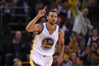 October 4, 2016; Oakland, CA, USA; Golden State Warriors guard Stephen Curry (30) celebrates after making a three-point basket against the Los Angeles Clippers during the first quarter at Oracle Arena. Mandatory Credit: Kyle Terada-USA TODAY Sports