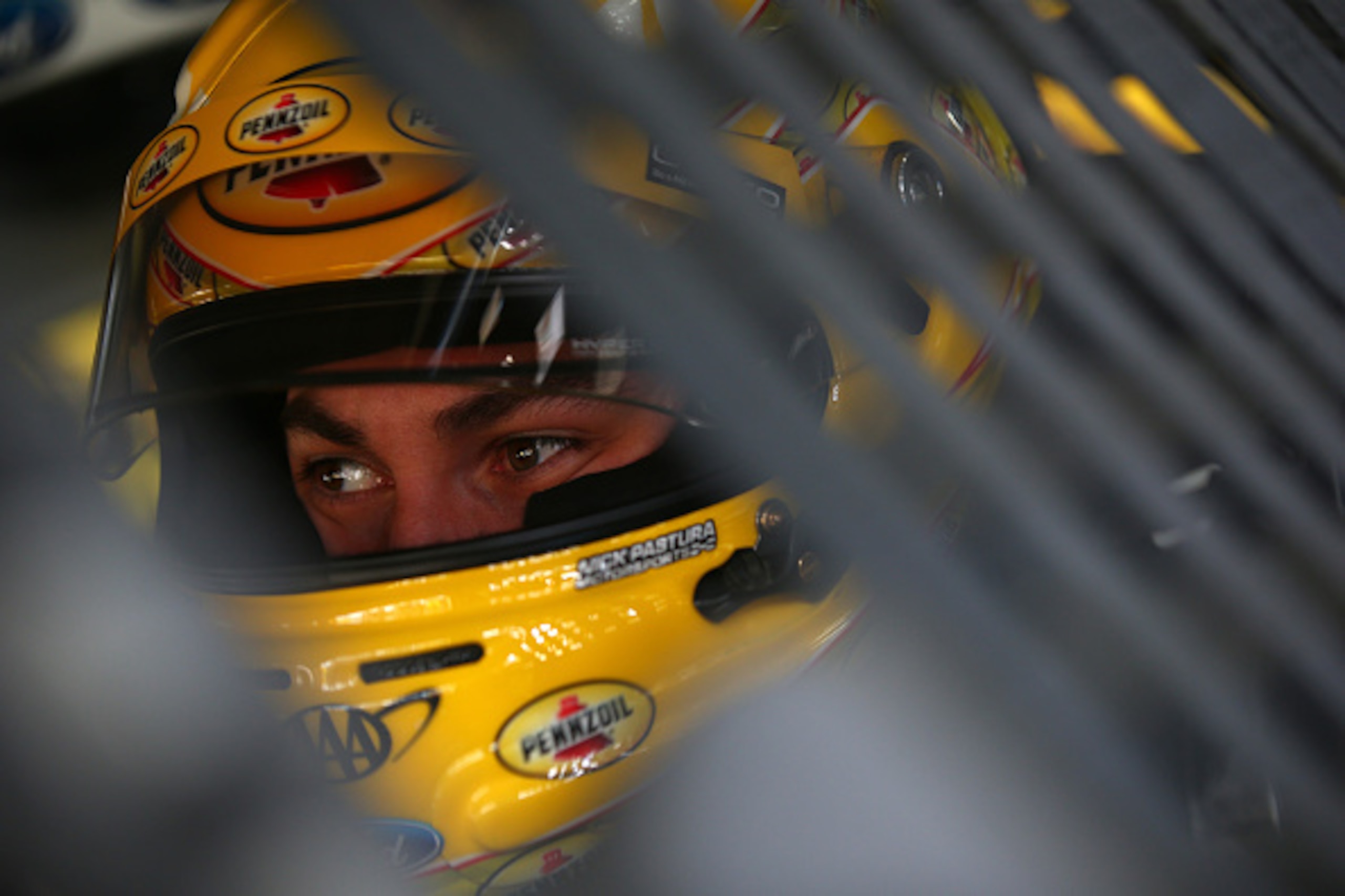 CHARLOTTE, NC - OCTOBER 06:  Joey Logano, driver of the #22 Pennzoil Ford, sits in his car during practice for the NASCAR Sprint Cup Series Bank of America 500 at Charlotte Motor Speedway on October 6, 2016 in Charlotte, North Carolina.  (Photo by Sarah C