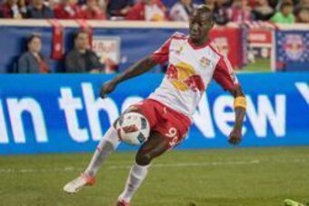 Sep 24, 2016; Harrison, NJ, USA;  New York Red Bulls forward Bradley Wright-Phillips (99) controls the ball in his game against the Montreal Impact during the first half at Red Bull Arena. Mandatory Credit: Vincent Carchietta-USA TODAY Sports