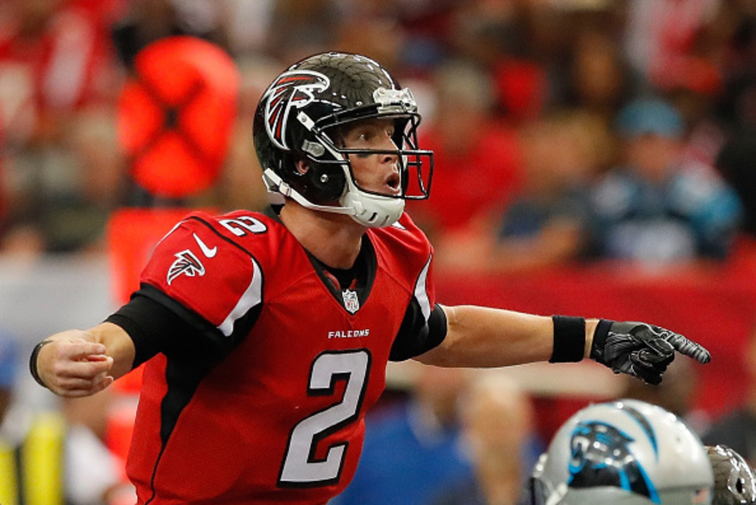 ATLANTA, GA - OCTOBER 02:  Matt Ryan #2 of the Atlanta Falcons calls out to the offense against the Carolina Panthers at Georgia Dome on October 2, 2016 in Atlanta, Georgia.  (Photo by Kevin C. Cox/Getty Images)