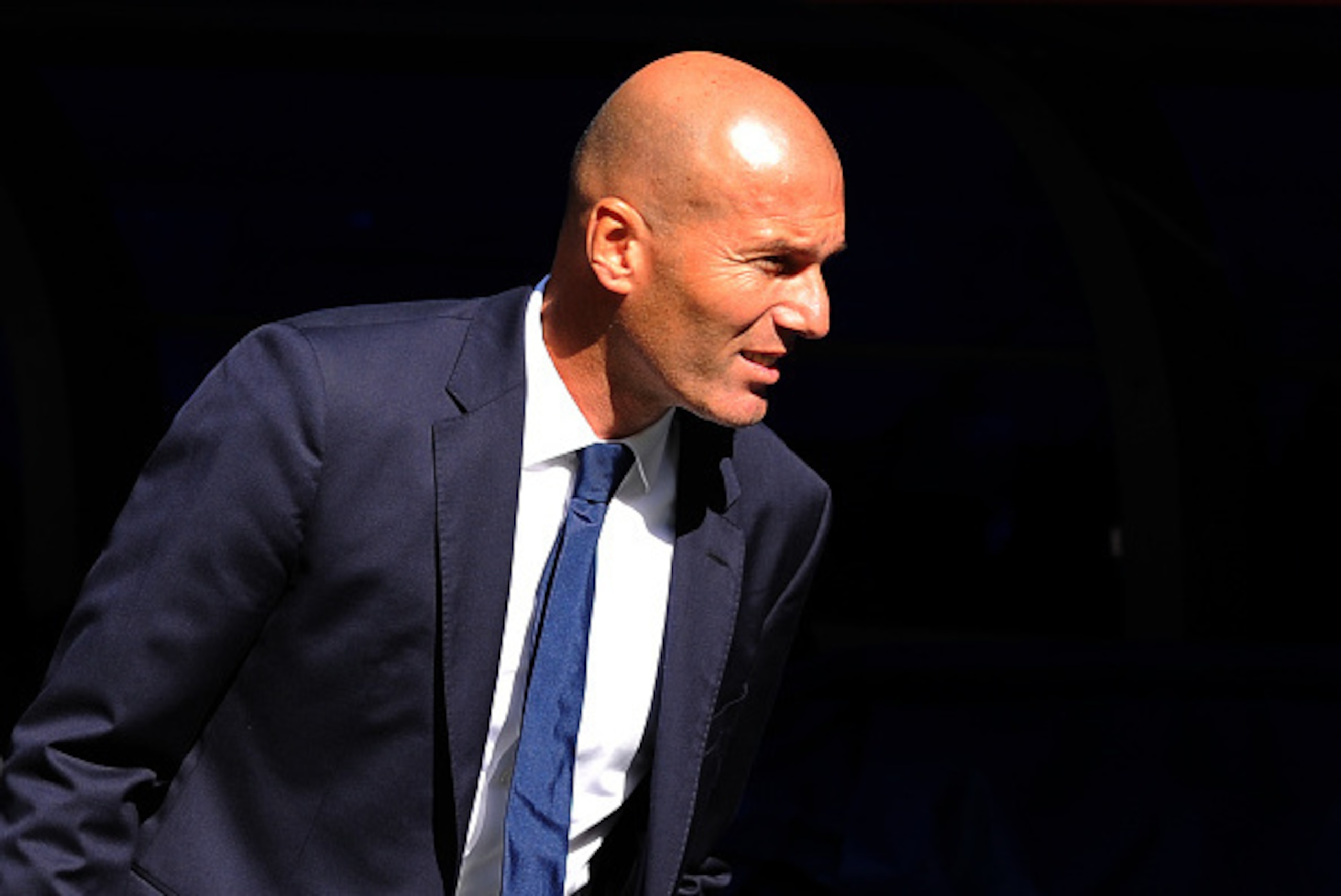 MADRID, SPAIN - OCTOBER 02:  Real Madrid manager Zinedine Zidane emerges form the tunnel for the start of the La Liga match between Real Madrid CF and SD Eibar at estadio Santiago Bernabeu on October 2, 2016 in Madrid, Spain.  (Photo by Denis Doyle/Getty 