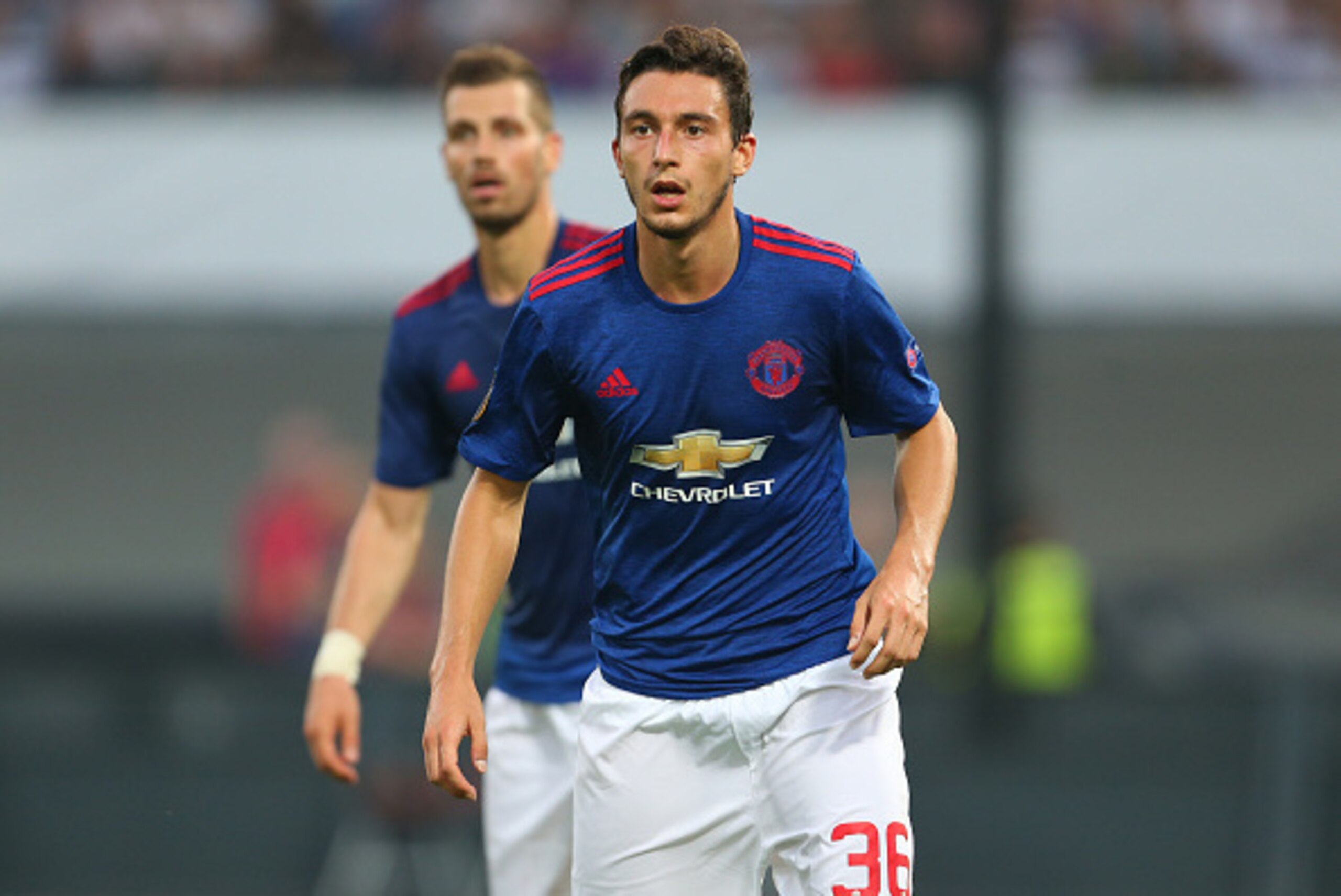 ROTTERDAM, NETHERLANDS - SEPTEMBER 15: Matteo Darmian of Manchester United during the UEFA Europa League match between Feyenoord and Manchester United at Feijenoord Stadion on September 15, 2016 in Rotterdam, . (Photo by Catherine Ivill - AMA/Getty Images