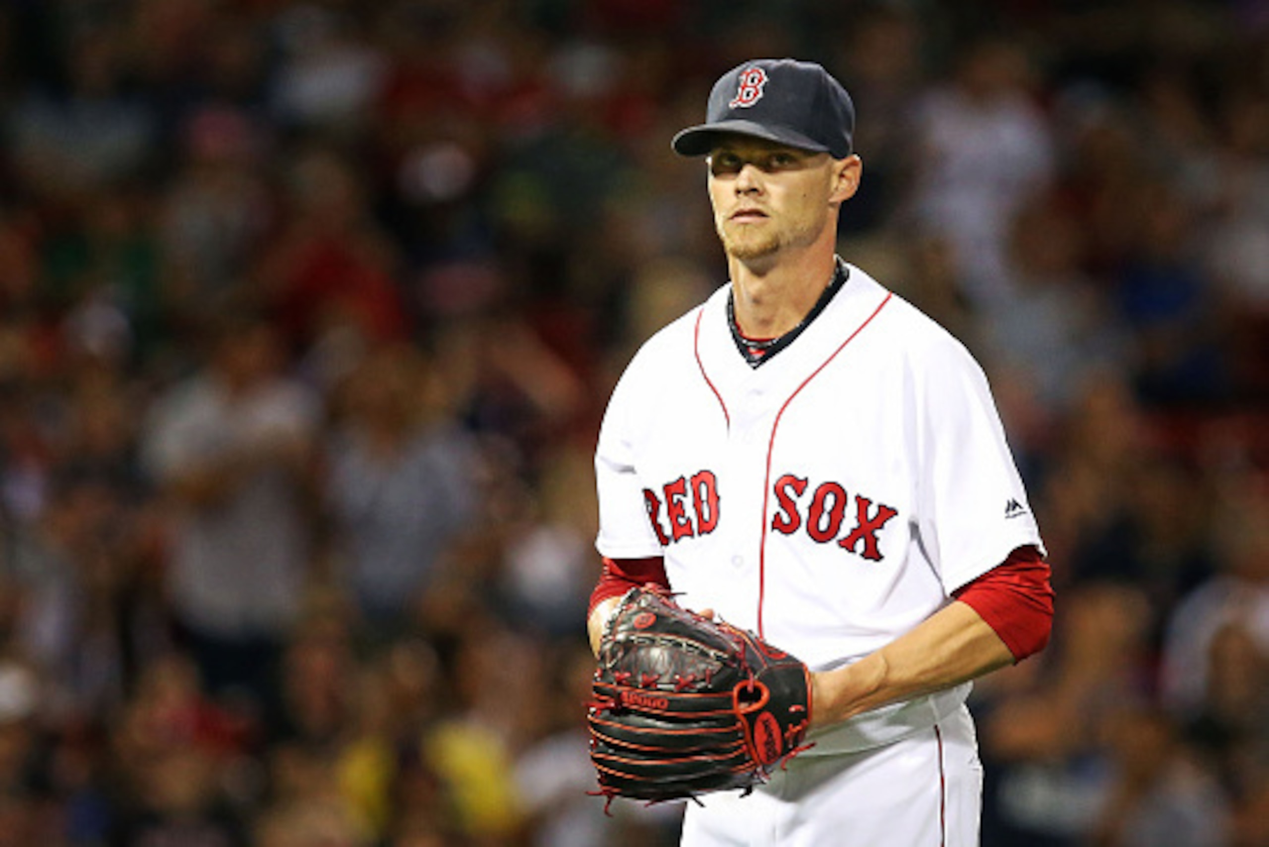 BOSTON, MA - AUGUST 29:  Clay Buchholz #11 of the Boston Red Sox looks on in the eighth inning during a game against the Tampa Bay Rays at Fenway Park on August 29, 2016 in Boston, Massachusetts.  (Photo by Adam Glanzman/Getty Images)