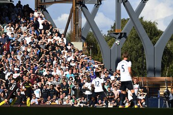 LONDON, ENGLAND - OCTOBER 02:  Tottenham Hotspur fans cover their eyes from the sun during the Premier League match between Tottenham Hotspur and Manchester City at White Hart Lane on October 2, 2016 in London, England.  (Photo by Shaun Botterill/Getty Im