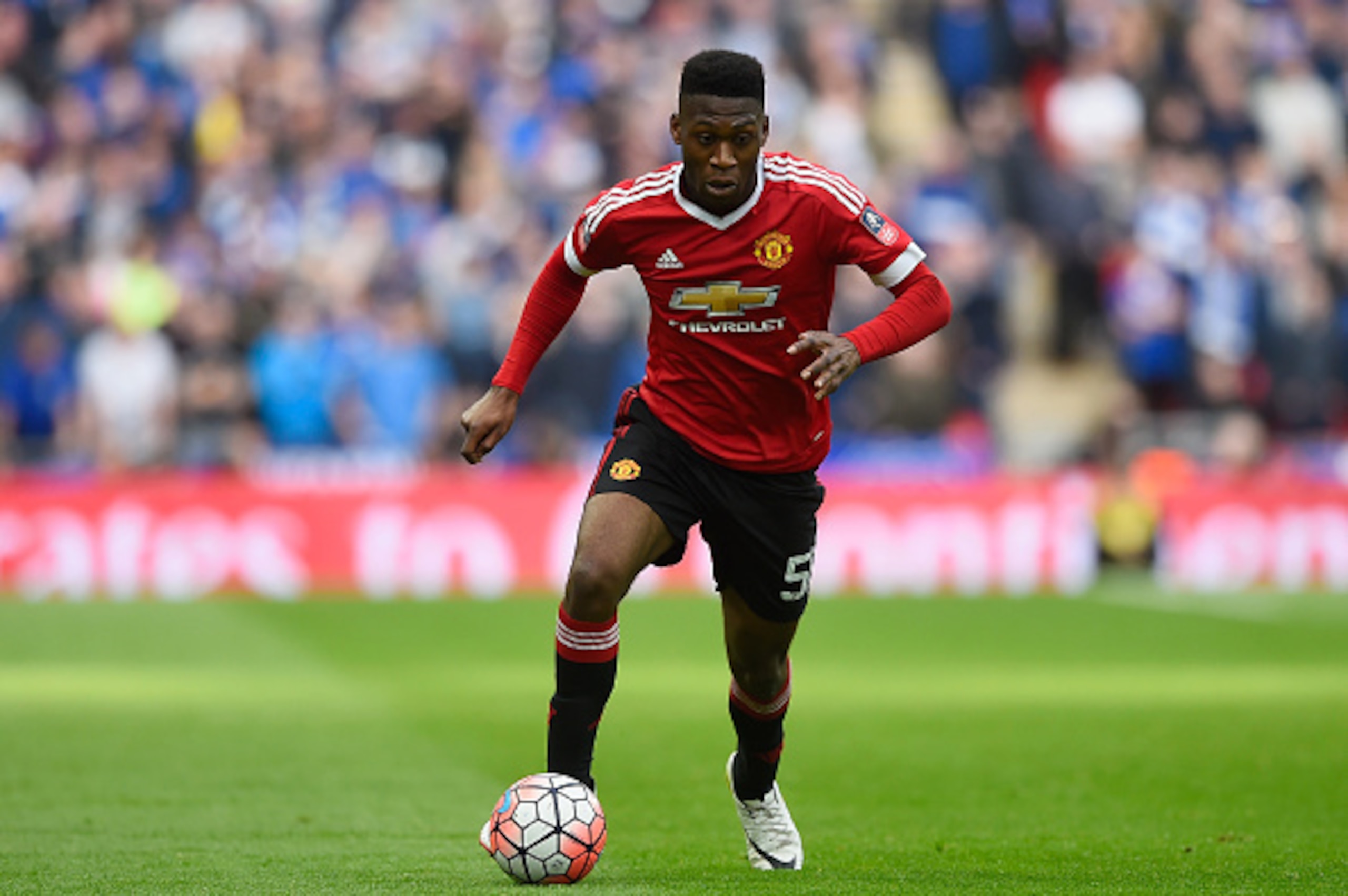 LONDON, ENGLAND - APRIL 23:  Timothy Fosu-Mensah of Manchester United in action during the Emirates FA Cup Semi Final between Everton and Manchester United at Wembley Stadium on April 23, 2016 in London, England.  (Photo by Mike Hewitt/Getty Images)