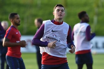 England's defender Michael Keane takes part in a training session at England's training facility at St George's Park in Burton-upon-Trent, in central England on October 4, 2016, ahead of England's 2018 World Cup qualifying football match against Malta on 