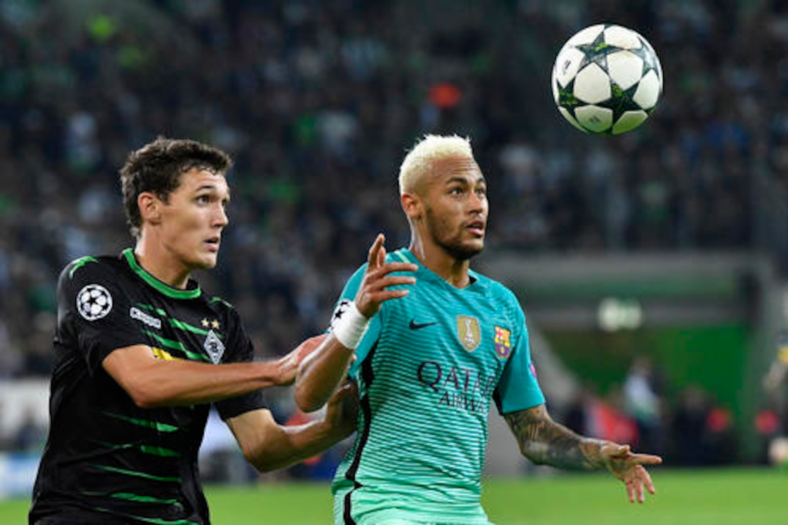 Andreas Christensen vies with Neymar for the ball. Andreas Christensen vies with Neymar for the ball.