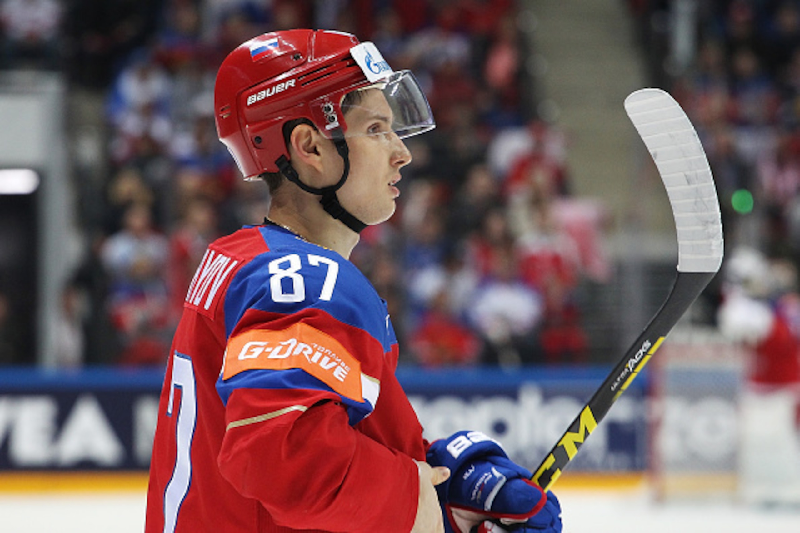 MOSCOW, RUSSIA - MAY 22: Vadim Shipachyov #87 of Russia skates USA at Ice Palace on May 22, 2016 in Moscow, Russia. (Photo by Anna Sergeeva/Getty Images)