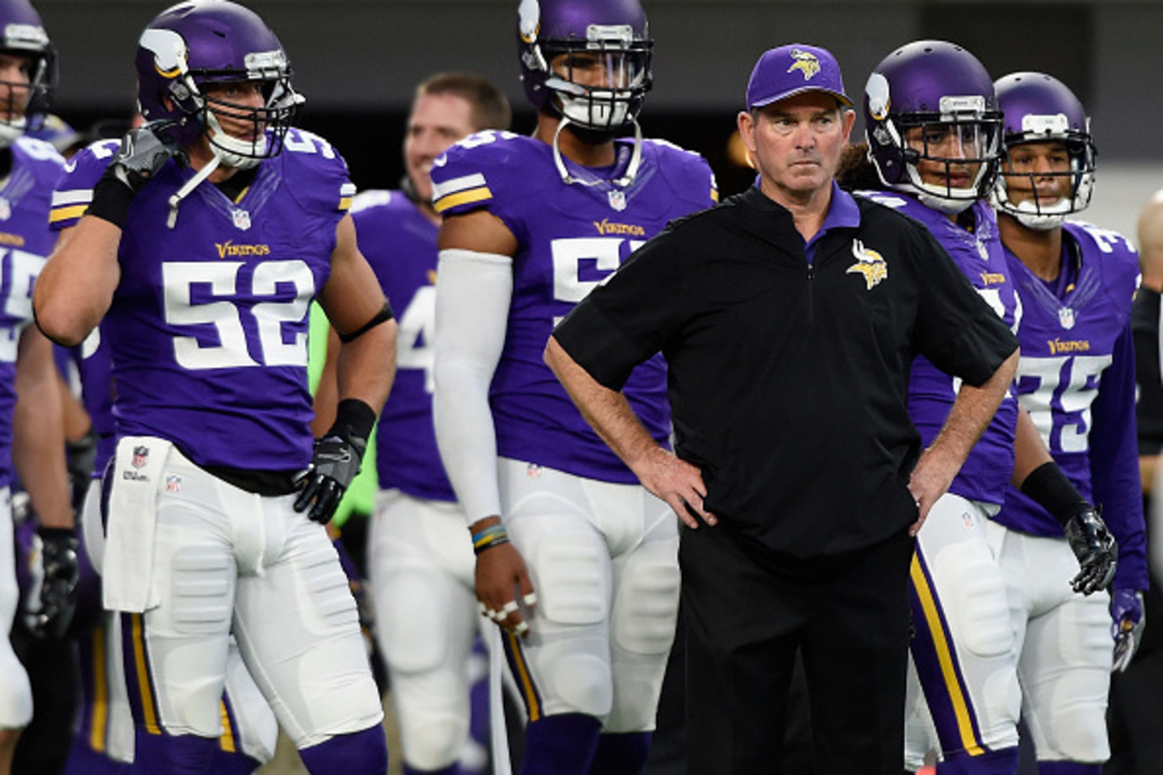 MINNEAPOLIS, MN - SEPTEMBER 1: Head coach Mike Zimmer of the Minnesota Vikings looks on as his team warms up before the game against the Los Angeles Rams on September 1, 2016 at US Bank Stadium in Minneapolis, Minnesota. (Photo by Hannah Foslien/Getty Ima MINNEAPOLIS, MN - SEPTEMBER 1: Head coach Mike Zimmer of the Minnesota Vikings looks on as his team warms up before the game against the Los Angeles Rams on September 1, 2016 at US Bank Stadium in Minneapolis, Minnesota. (Photo by Hannah Foslien/Getty Ima