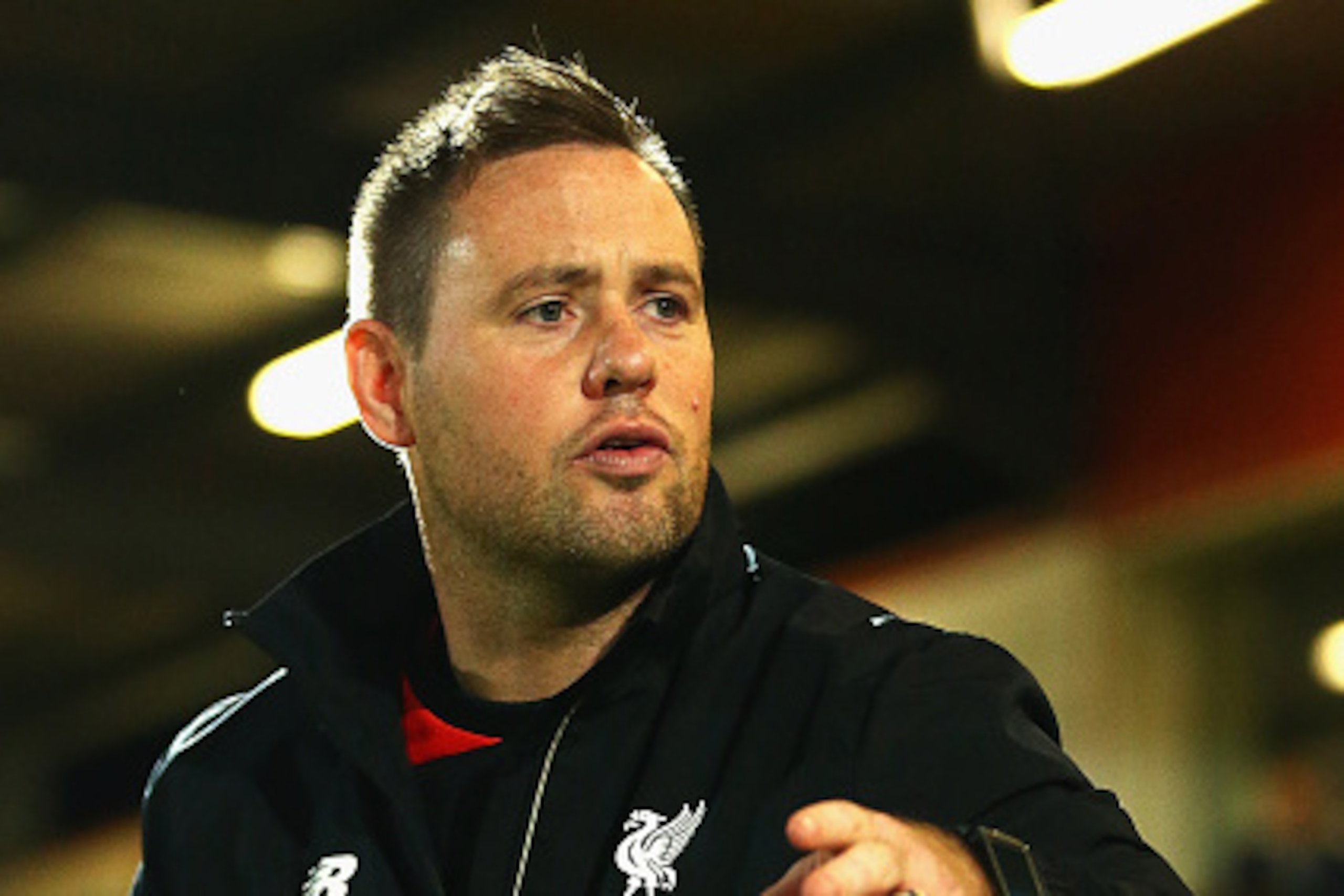 STEVENAGE, ENGLAND - OCTOBER 23:  Michael Beale, manager of Liverpool U21's look on during the Barclays U21 Premier League match between Tottenham Hotspur U21 and Liverpool U21 at The Lamex Stadium on October 23, 2015 in Stevenage, England.  (Photo by Mat
