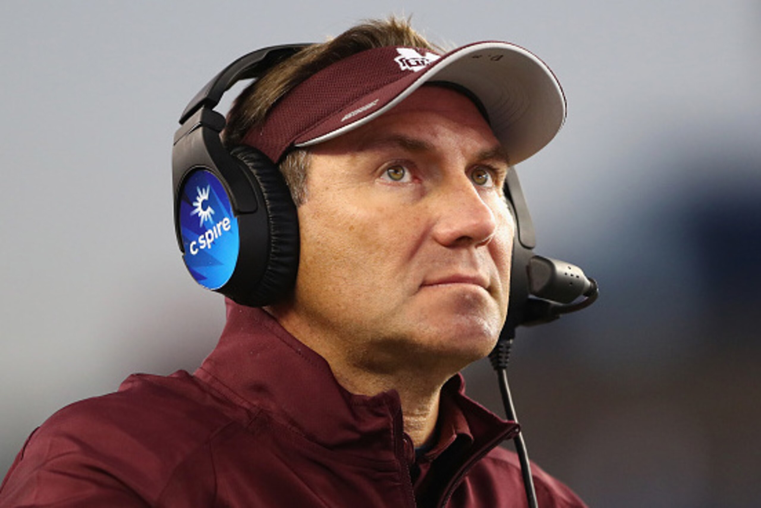 FOXBORO, MA - SEPTEMBER 24: Head coach Dan Mullen of the Mississippi State Bulldogs looks on during the game against the Massachusetts Minutemen at Gillette Stadium on September 24, 2016 in Foxboro, Massachusetts. (Photo by Tim Bradbury/Getty Images) FOXBORO, MA - SEPTEMBER 24: Head coach Dan Mullen of the Mississippi State Bulldogs looks on during the game against the Massachusetts Minutemen at Gillette Stadium on September 24, 2016 in Foxboro, Massachusetts. (Photo by Tim Bradbury/Getty Images)