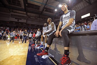 IRVINE, CA - OCTOBER 1:  Austin Rivers #25 of the Los Angeles Clippers looks on during team practice at Bren Event Center on the campus of University of California Irvine on October 1, 2016 in Irvine, California. NOTE TO USER: User expressly acknowledges 