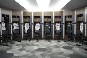 Inside the Clippers' renovated locker room.