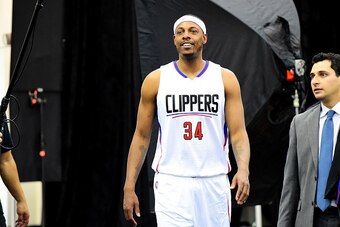 PLAYA VISTA, CA - SEPTEMBER 26:  Paul Pierce #34 of the Los Angeles Clippers during media day at the Los Angeles Clippers Training Center on September 26, 2016 in Playa Vista, California.  NOTE TO USER: User expressly acknowledges and agrees that, by down