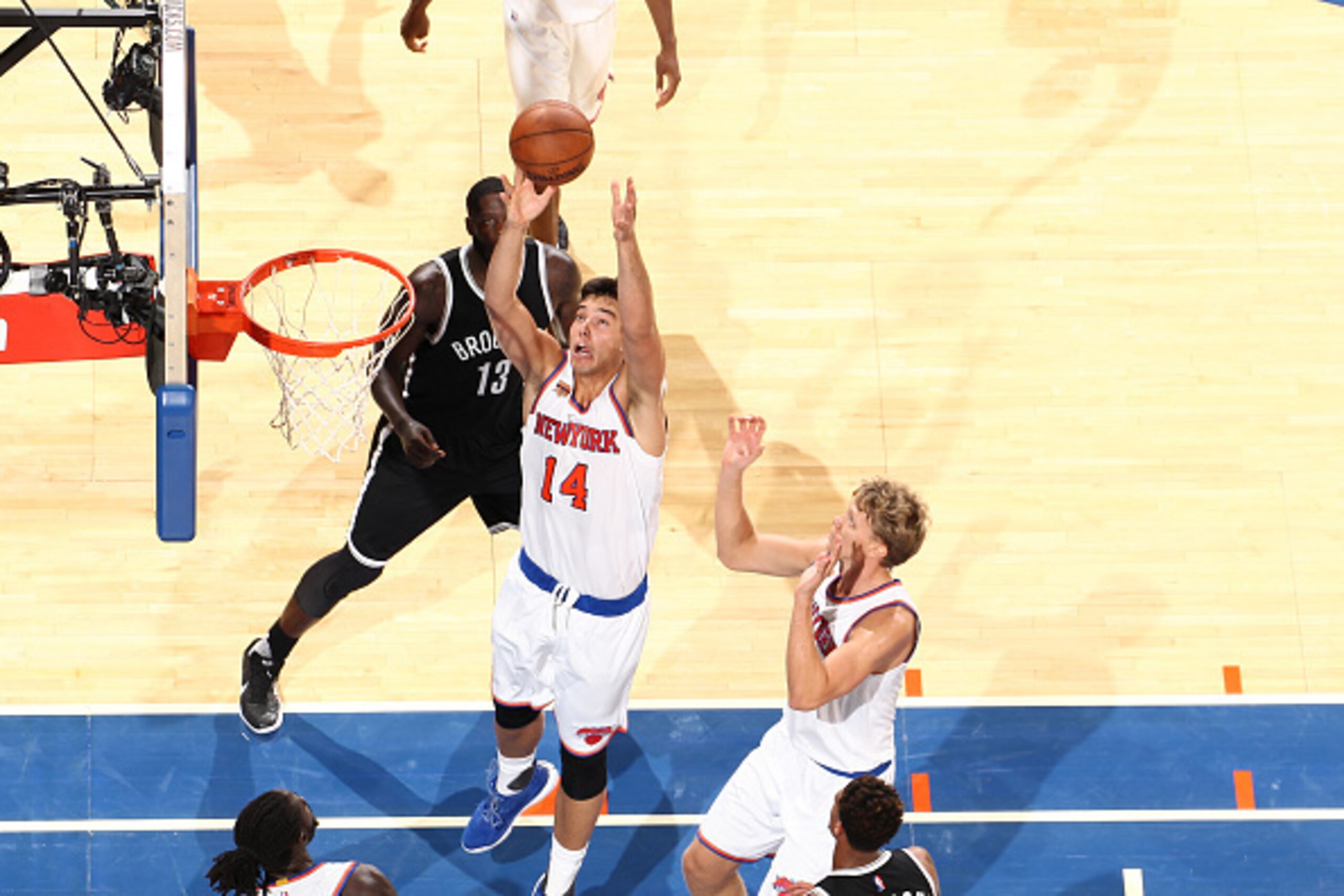 NEW YORK, NY - OCTOBER 8: Willy Hernangomez #14 of the New York Knicks grabs the rebound Brooklyn Nets at Madison Square Garden in New York City on October 8, 2016. NOTE TO USER: User expressly acknowledges and agrees that, by downloading and or using t NEW YORK, NY - OCTOBER 8: Willy Hernangomez #14 of the New York Knicks grabs the rebound Brooklyn Nets at Madison Square Garden in New York City on October 8, 2016. NOTE TO USER: User expressly acknowledges and agrees that, by downloading and or using t