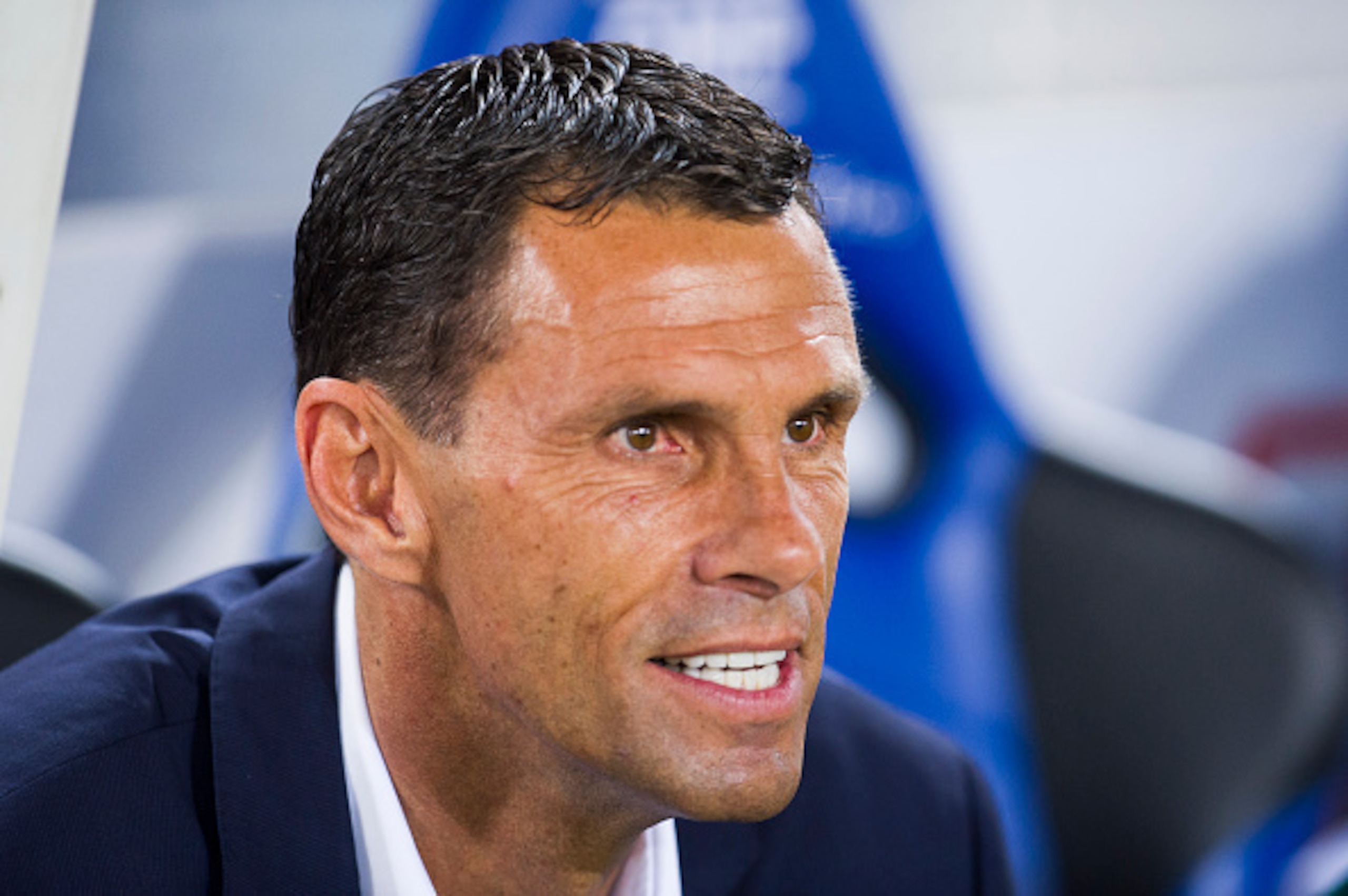 SAN SEBASTIAN, SPAIN - SEPTEMBER 30:  Head coach Gustavo Poyet of Real Betis looks on prior to the start the La Liga match between Real Sociedad de Futbol and Real Betis Balompie at Estadio Anoeta on September 30, 2016 in San Sebastian, Spain.  (Photo by 