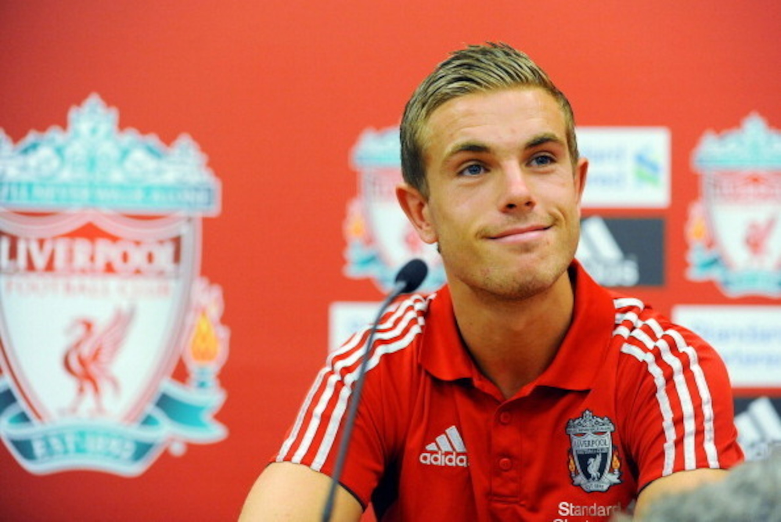 LIVERPOOL, UNITED KINGDOM - AUGUST 03: Liverpool FC present new signing  Jordan Henderson at a press conference at Melwood Training Ground on August 03, 2011 in Liverpool , England. (Photo by Clint Hughes/Getty Images)