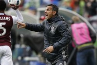 May 21, 2016; Seattle, WA, USA; Colorado Rapids head coach Pablo Mastroeni yells during the first half against the Seattle Sounders at CenturyLink Field. Colorado won 1-0. Mandatory Credit: Jennifer Buchanan-USA TODAY Sports