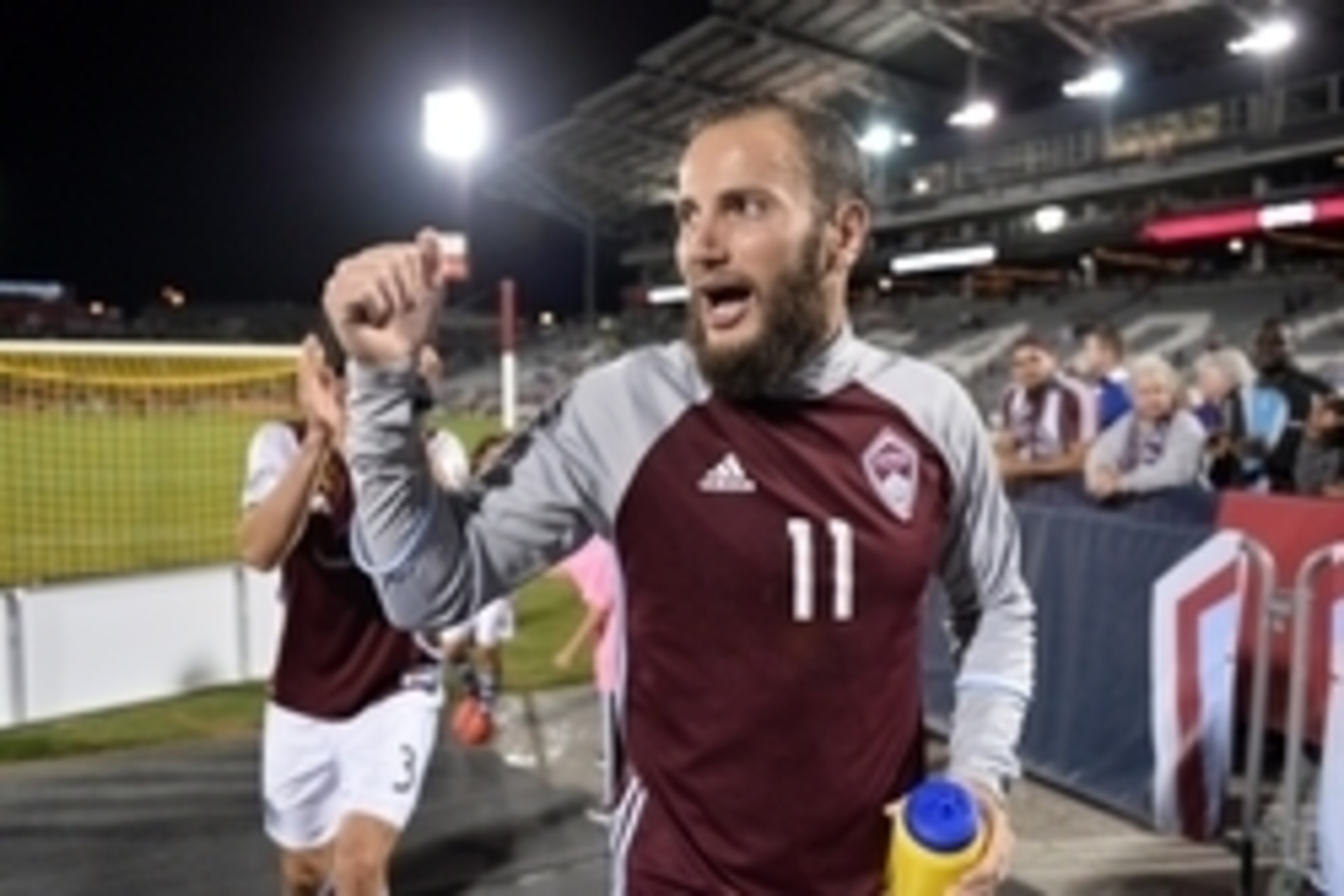 Oct 1, 2016; Commerce City, CO, USA; Colorado Rapids midfielder Shkelzen Gashi (11) celebrates a playoff berth with the win over the Portland Timbers at Dick's Sporting Goods Park. The Rapids defeated the Timbers 1-0 Mandatory Credit: Ron Chenoy-USA TODAY Oct 1, 2016; Commerce City, CO, USA; Colorado Rapids midfielder Shkelzen Gashi (11) celebrates a playoff berth with the win over the Portland Timbers at Dick's Sporting Goods Park. The Rapids defeated the Timbers 1-0 Mandatory Credit: Ron Chenoy-USA TODAY