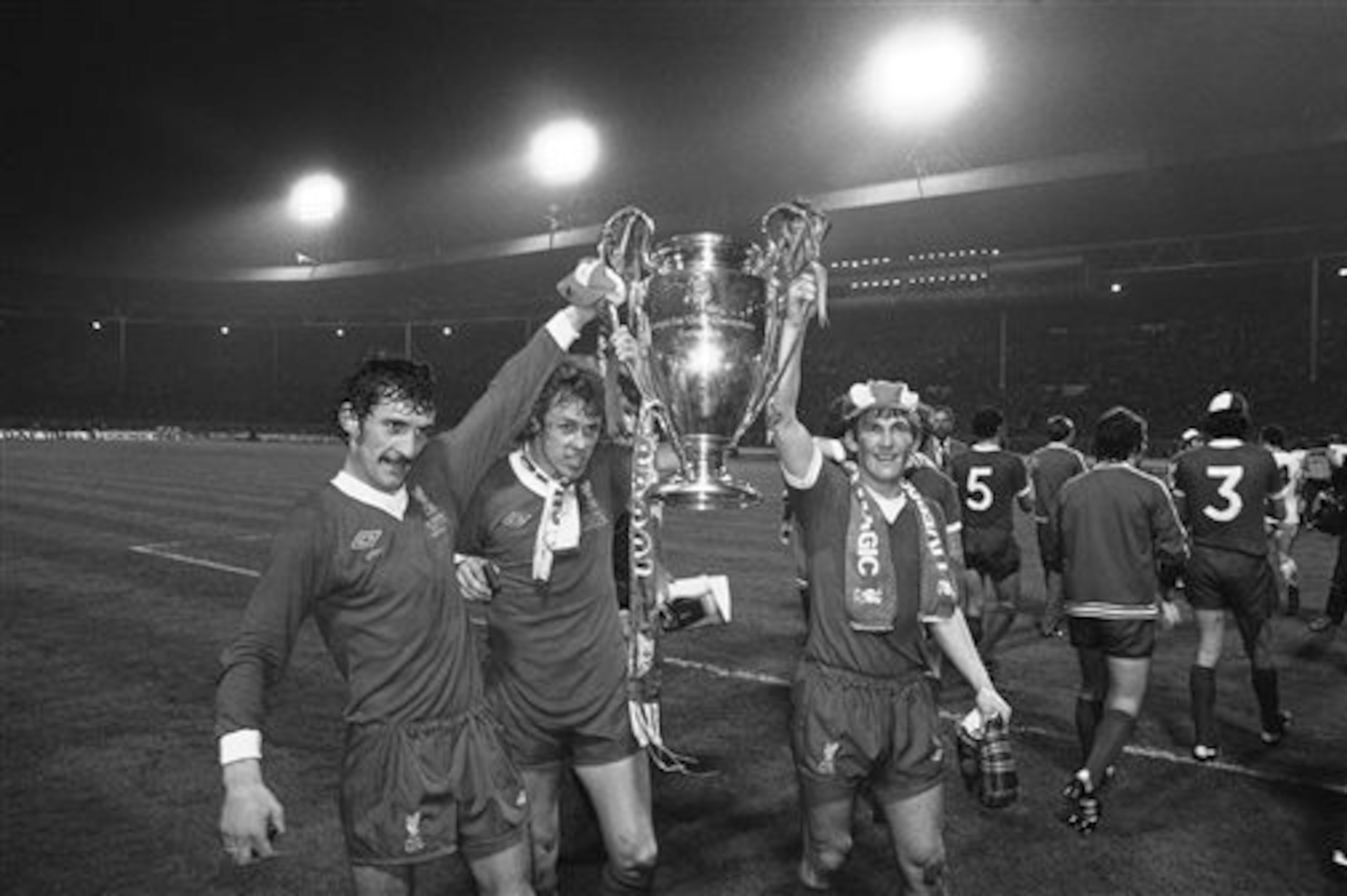 Liverpool celebrate winning the 1978 European Cup.