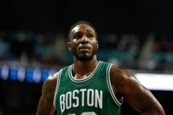 Oct 6, 2016; Greensboro, NC, USA;  Boston Celtics forward Jae Crowder (99) stands on the court in the second half against the Charlotte Hornets at Greensboro Coliseum. The Celtics defeated the Hornets 107-92. Mandatory Credit: Jeremy Brevard-USA TODAY Spo