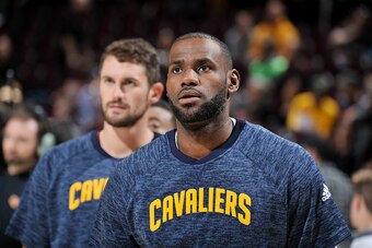 CLEVELAND, OH - OCTOBER 8: LeBron James #23 of the Cleveland Cavaliers warms up before a preseason game against the Philadelphia 76ers on October 8, 2016 at Quicken Loans Arena in Cleveland, Ohio. NOTE TO USER: User expressly acknowledges and agrees that,