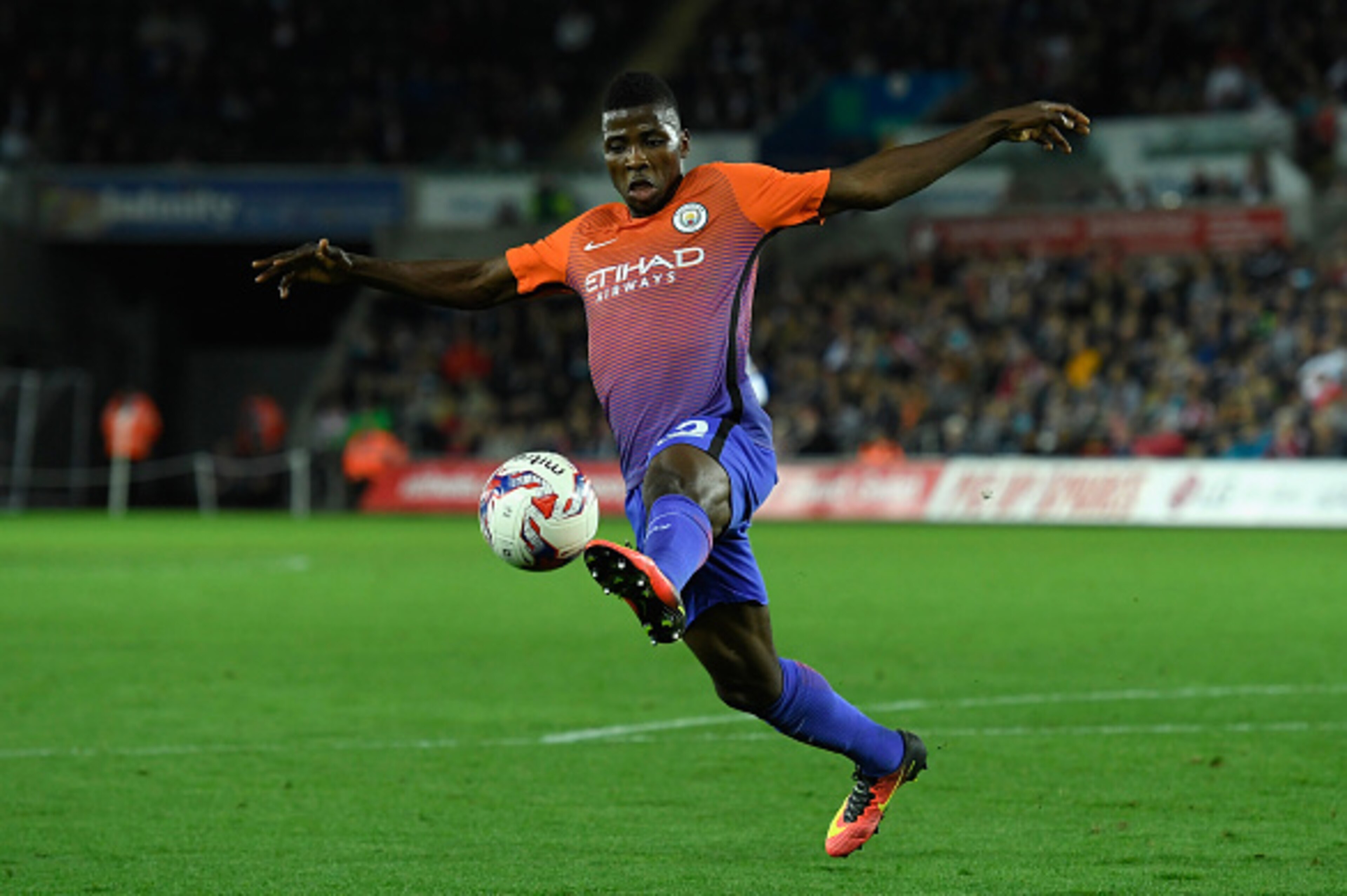 SWANSEA, WALES - SEPTEMBER 21:  Kelechi Iheanacho of Manchester City in action during the EFL Cup Third Round match between Swansea City and Manchester City at the Liberty Stadium on September 21, 2016 in Swansea, Wales.  (Photo by Stu Forster/Getty Image