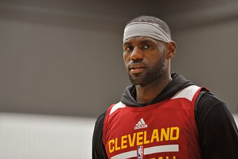 INDEPENDENCE, OH - SEPTEMBER 28:  LeBron James #23 of the Cleveland Cavaliers looks on during a practice at The Cleveland Clinic Courts on September 28, 2016 in Independence, Ohio. NOTE TO USER: User expressly acknowledges and agrees that, by downloading 