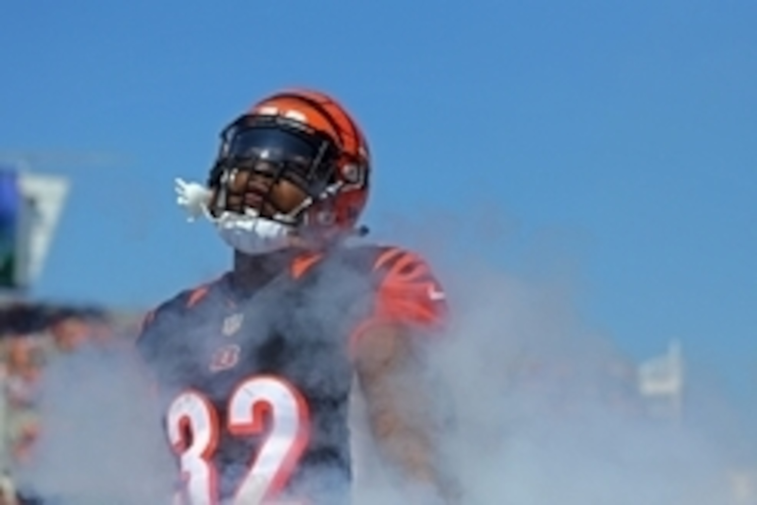 Sep 25, 2016; Cincinnati, OH, USA; Cincinnati Bengals running back Jeremy Hill (32) takes the field during player introductions prior to the game against the Denver Broncos at Paul Brown Stadium. Mandatory Credit: Aaron Doster-USA TODAY Sports