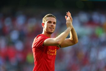 LONDON, ENGLAND - AUGUST 06: Jordan Henderson of Liverpool applauds after the International Champions Cup 2016 match between Liverpool and Barcelona at Wembley Stadium on August 6, 2016 in London, England. (Photo by Catherine Ivill - AMA/Getty Images)