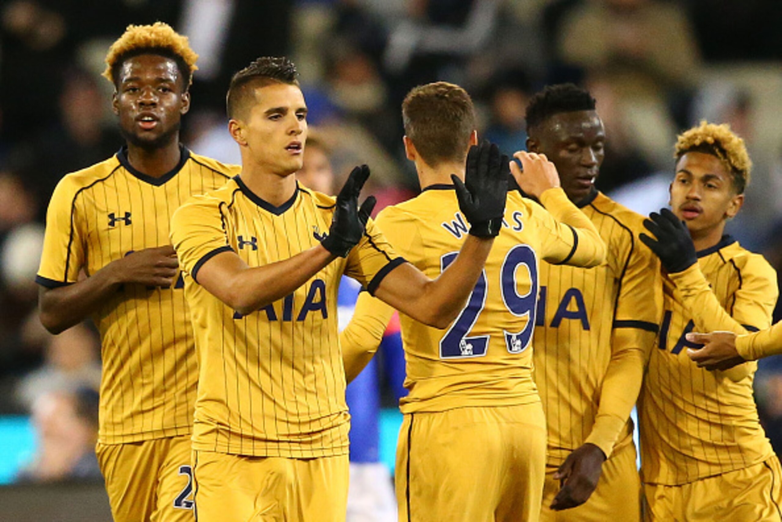 MELBOURNE, AUSTRALIA - JULY 26:  XX Erik Lamela of Tottenham Hotspur celebrates after scoring a goal during the 2016 International Champions Cup match between Juventus FC and Tottenham Hotspur at Melbourne Cricket Ground on July 26, 2016 in Melbourne, Aus