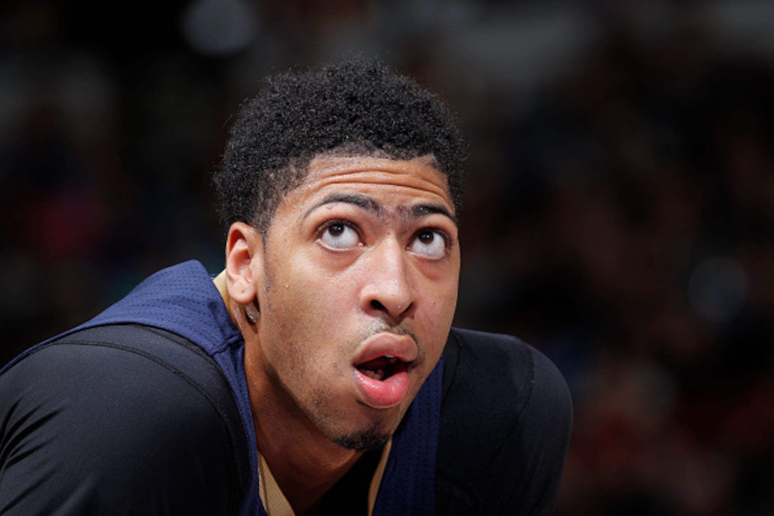 SACRAMENTO, CA - MARCH 16: Anthony Davis #23 of the New Orleans Pelicans looks on during the game against the Sacramento Kings on March 16, 2016 at Sleep Train Arena in Sacramento, California. NOTE TO USER: User expressly acknowledges and agrees that, by 
