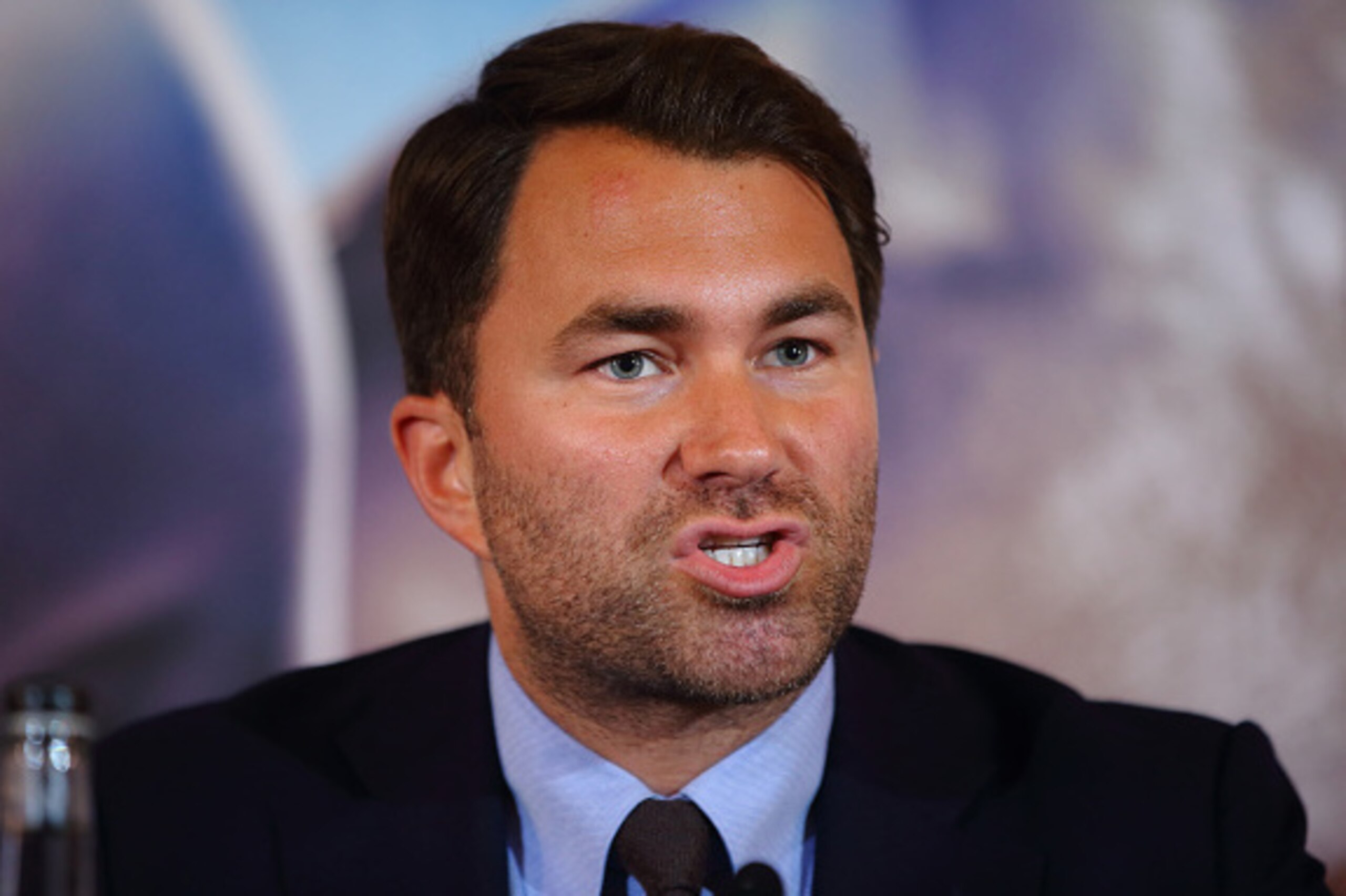 LONDON, ENGLAND - AUGUST 01:  Promoter Eddie Hearn talks during the press conference ahead of the fight between Gennady Golovkin and Kell Brook at the Dorchester Hotel on August 1, 2016 in London, England.  (Photo by Jordan Mansfield/Getty Images)