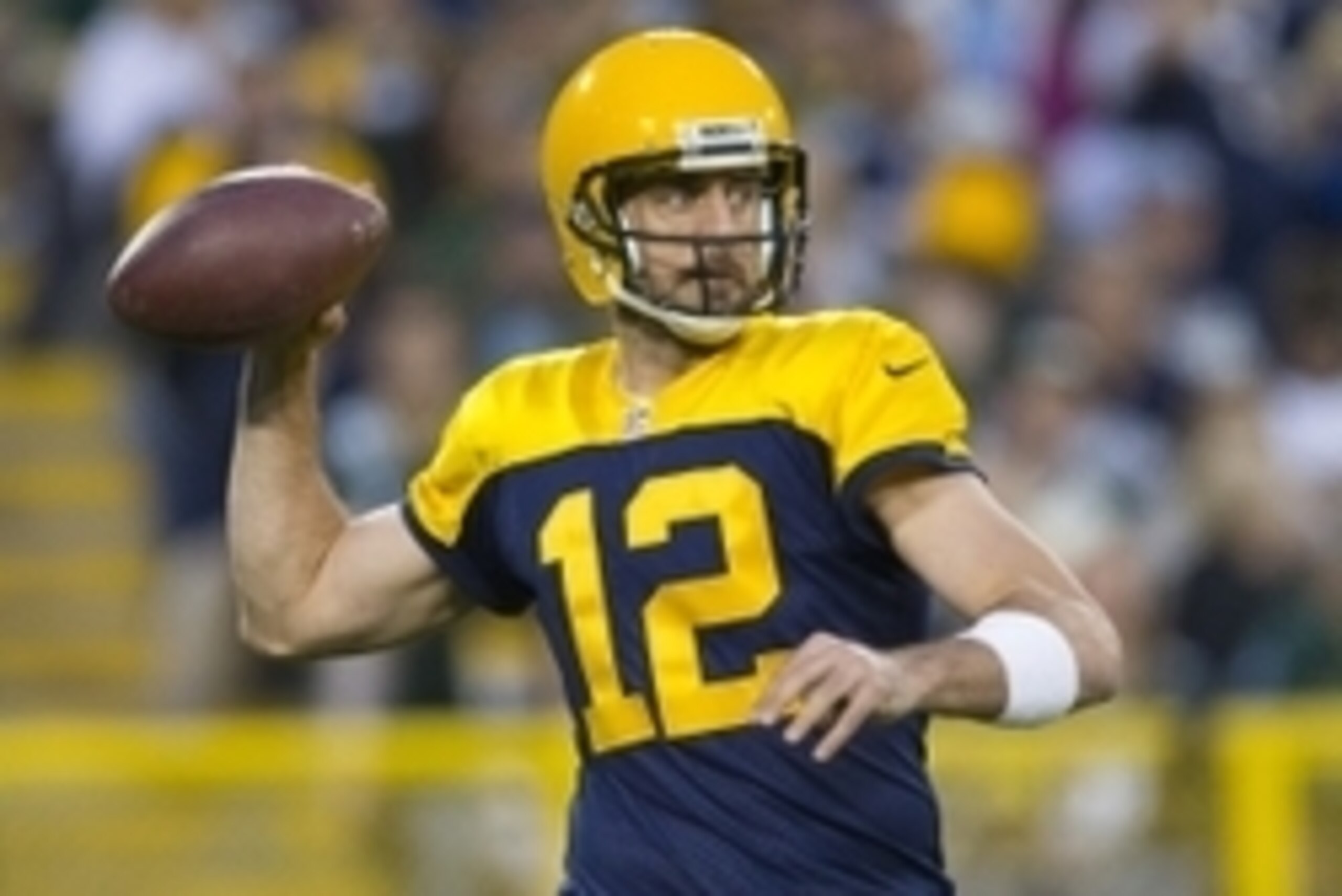 Oct 16, 2016; Green Bay, WI, USA; Green Bay Packers quarterback Aaron Rodgers (12) throws a pass during the fourth quarter against the Dallas Cowboys at Lambeau Field. The Cowboys won 30-16. Mandatory Credit: Jeff Hanisch-USA TODAY Sports Oct 16, 2016; Green Bay, WI, USA; Green Bay Packers quarterback Aaron Rodgers (12) throws a pass during the fourth quarter against the Dallas Cowboys at Lambeau Field. The Cowboys won 30-16. Mandatory Credit: Jeff Hanisch-USA TODAY Sports