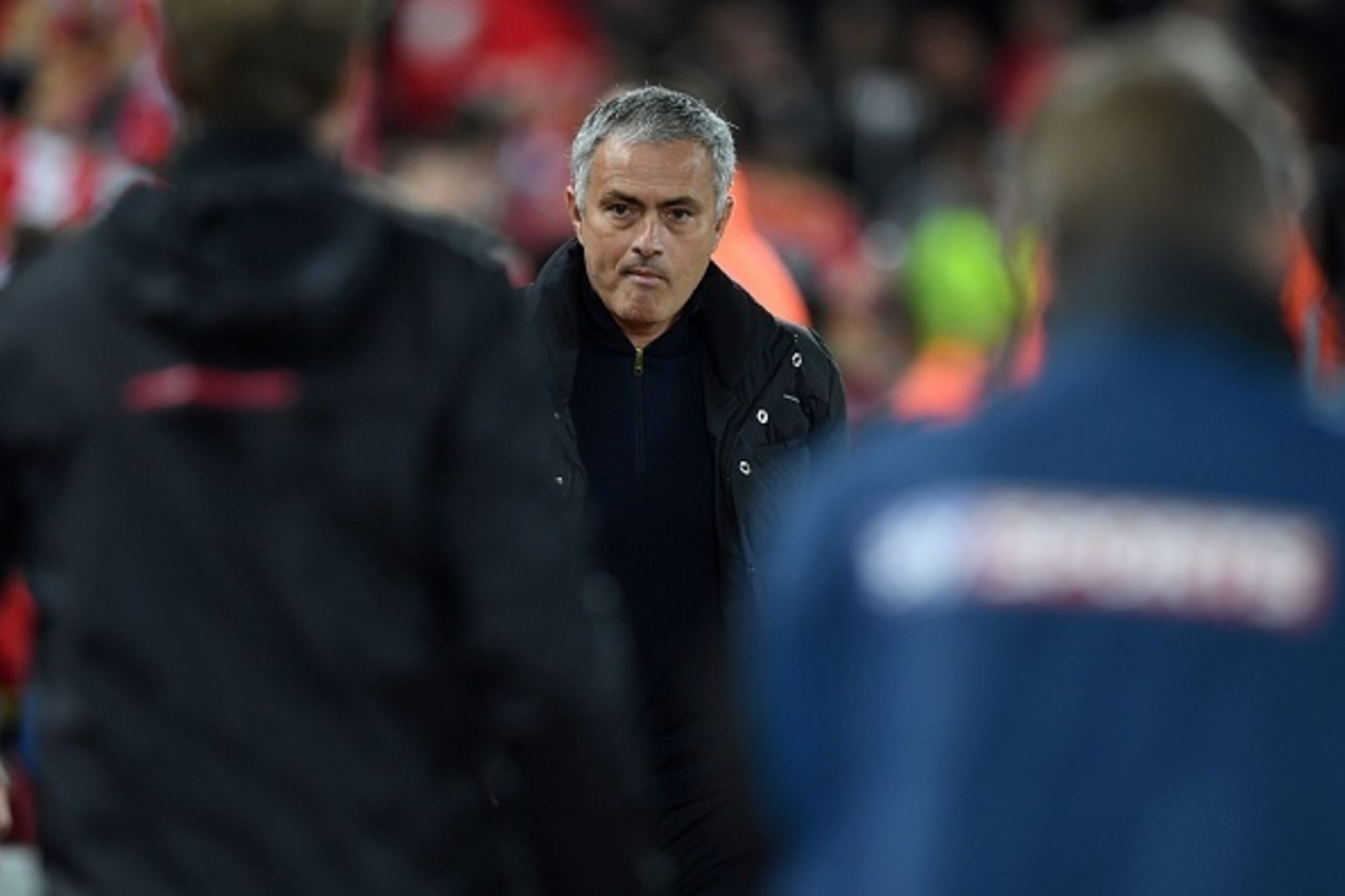 Manchester United's Portuguese manager Jose Mourinho (C) arrives for the English Premier League football match between Liverpool and Manchester United at Anfield in Liverpool, north west England on October 17, 2016. / AFP / Paul ELLIS / RESTRICTED TO EDIT Manchester United's Portuguese manager Jose Mourinho (C) arrives for the English Premier League football match between Liverpool and Manchester United at Anfield in Liverpool, north west England on October 17, 2016. / AFP / Paul ELLIS / RESTRICTED TO EDIT