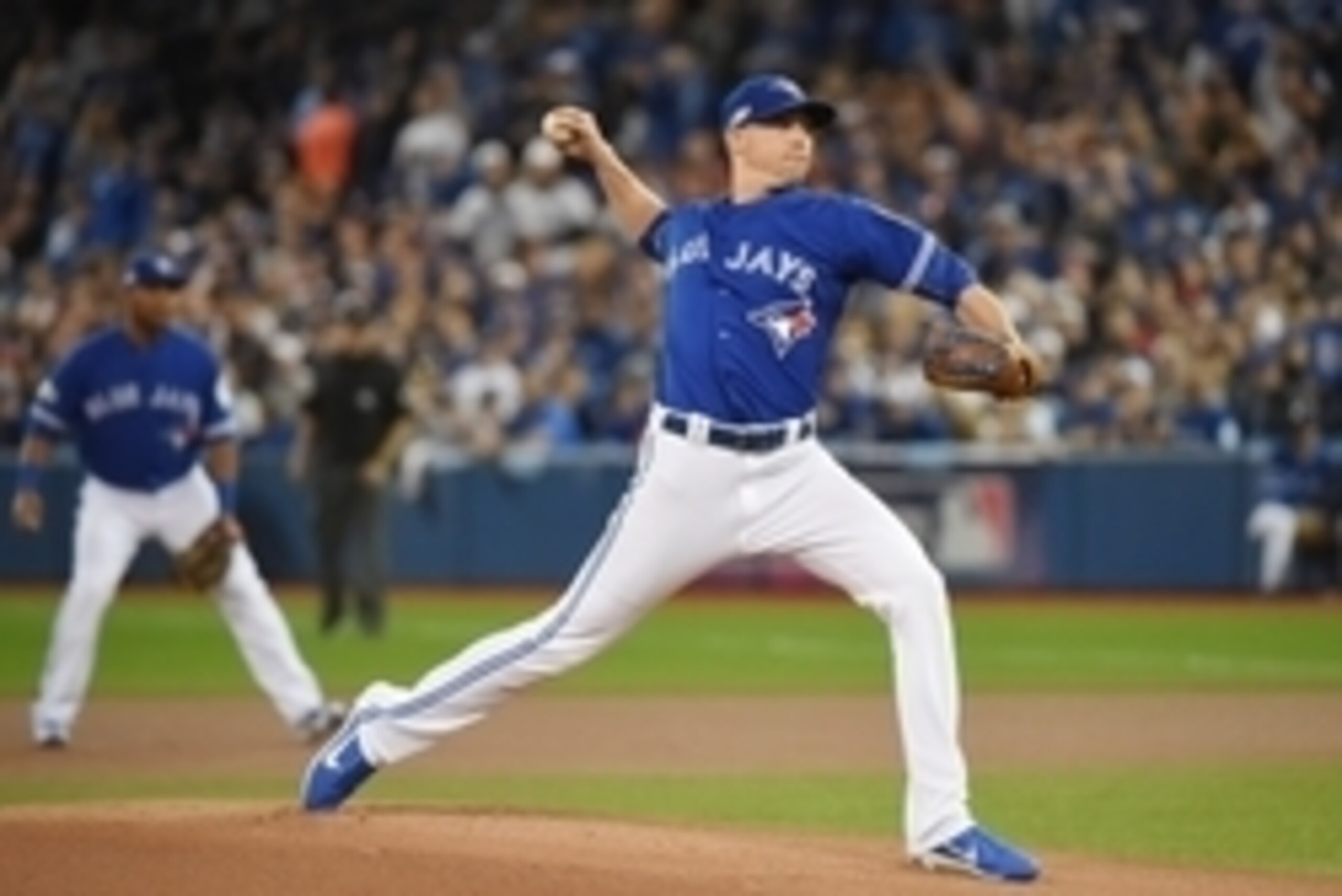 Oct 9, 2016; Toronto, Ontario, CAN; Toronto Blue Jays starting pitcher Aaron Sanchez throws a pitch against the Texas Rangers in the first inning during game three of the 2016 ALDS playoff baseball series at Rogers Centre. Mandatory Credit: Dan Hamilton-U Oct 9, 2016; Toronto, Ontario, CAN; Toronto Blue Jays starting pitcher Aaron Sanchez throws a pitch against the Texas Rangers in the first inning during game three of the 2016 ALDS playoff baseball series at Rogers Centre. Mandatory Credit: Dan Hamilton-U