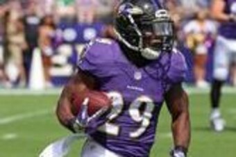 Sep 11, 2016; Baltimore, MD, USA; Baltimore Ravens running back Justin Forsett (29) carries the ball against the Buffalo Bills at M&T Bank Stadium. Mandatory Credit: Mitch Stringer-USA TODAY Sports