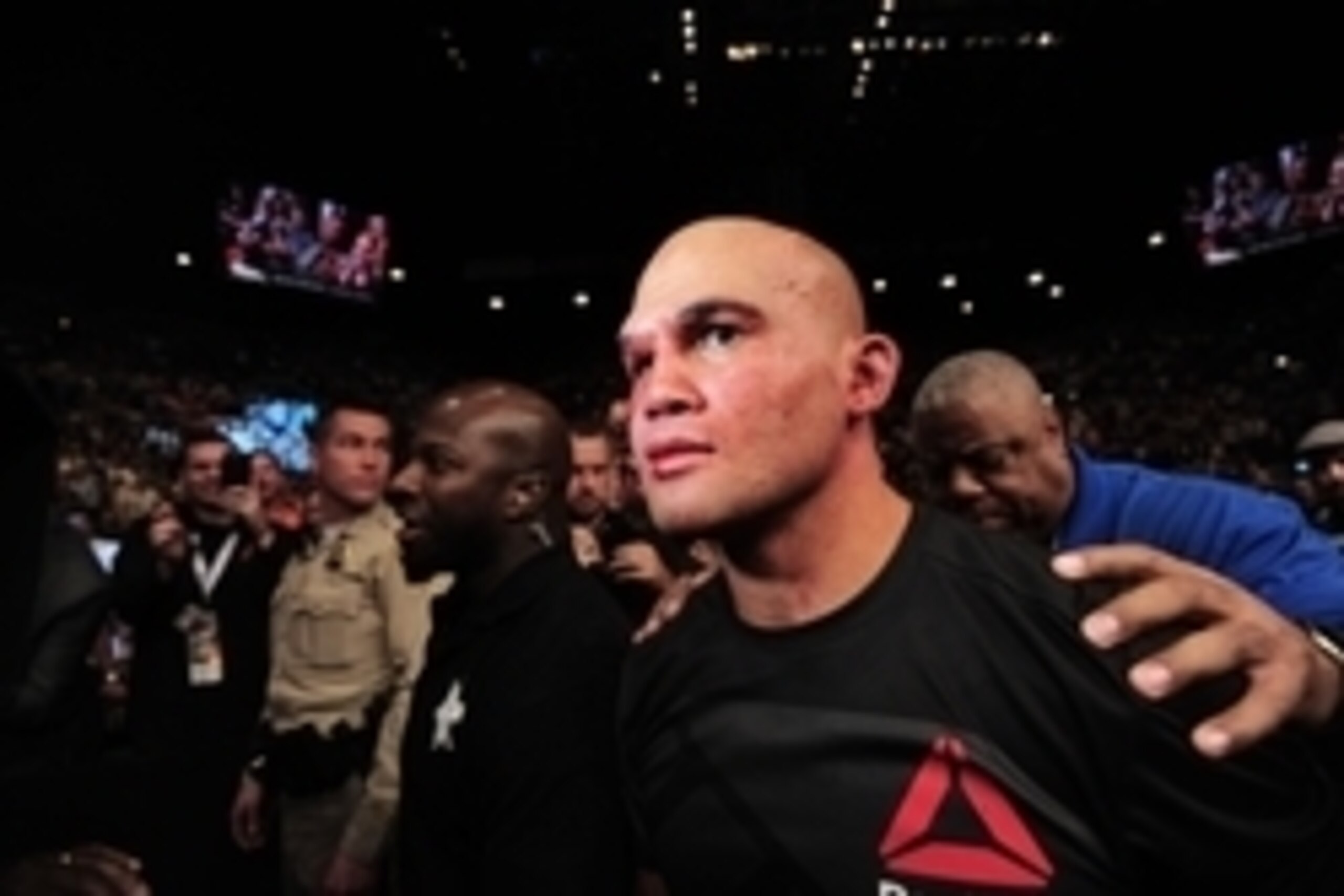 Jul 11, 2015; Las Vegas, NV, USA; Robbie Lawler celebrates after defeating Rory MacDonald (not pictured) in their welterweight title bout during UFC 189 at MGM Grand Garden Arena. Lawler won via fifth round TKO. Mandatory Credit: Joe Camporeale-USA TODAY 