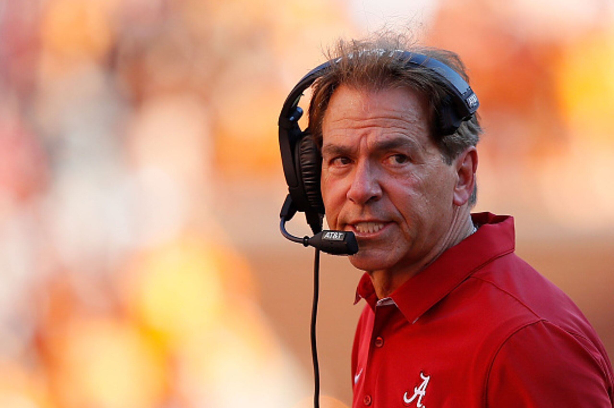 KNOXVILLE, TN - OCTOBER 15:  Head coach Nick Saban of the Alabama Crimson Tide looks on during the game against the Tennessee Volunteers at Neyland Stadium on October 15, 2016 in Knoxville, Tennessee.  (Photo by Kevin C. Cox/Getty Images)