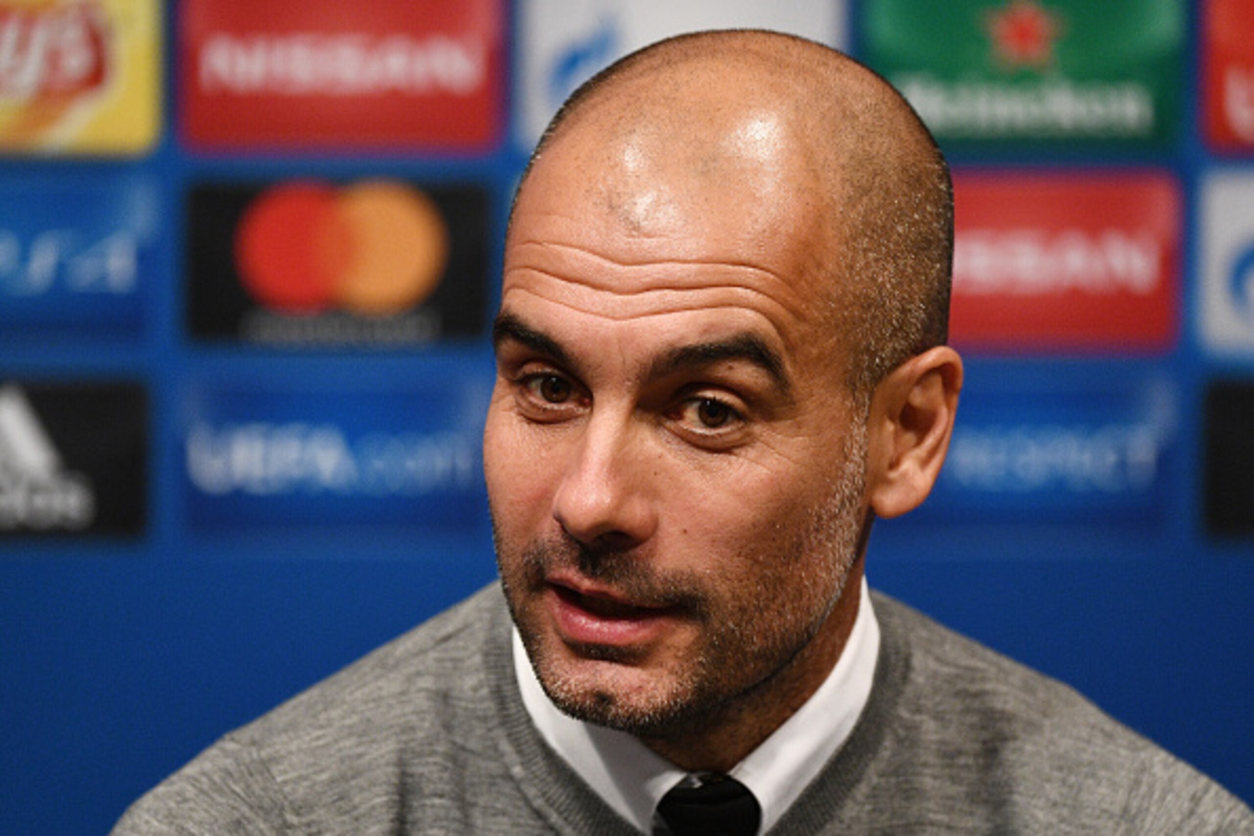 BARCELONA, SPAIN - OCTOBER 18:  Josep Guardiola, Manager of Manchester City speaks to the media during the Manchester City Press Conference at Camp Nou on October 18, 2016 in Barcelona, Spain.  (Photo by David Ramos/Getty Images)