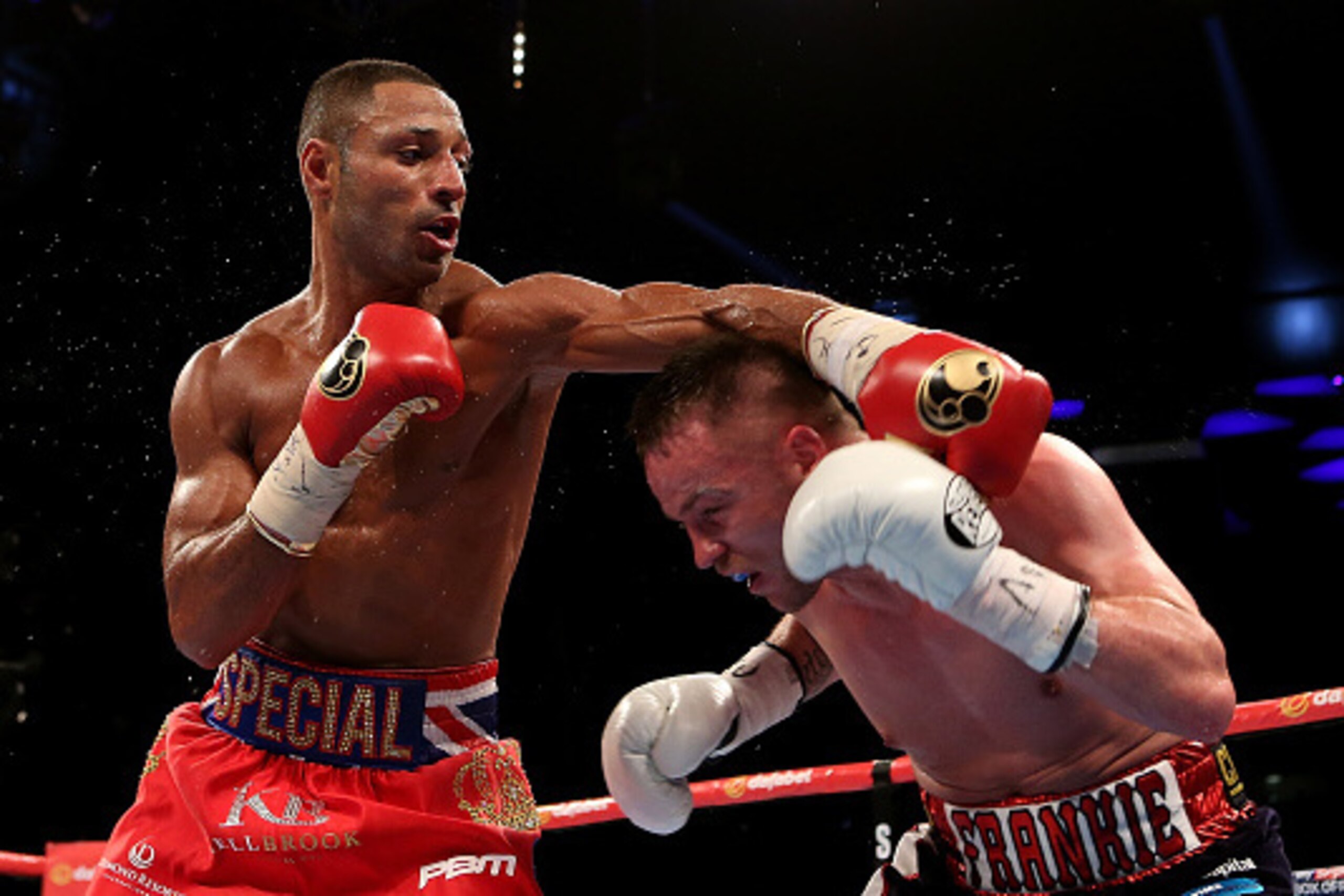 LONDON, ENGLAND - MAY 30:  Kell Brook of Engalnd and Frankie Gavin of England exchange blows during their IBF World Welterweight Championship bout at The O2 Arena on May 30, 2015 in London, England.  (Photo by Ben Hoskins/Getty Images)