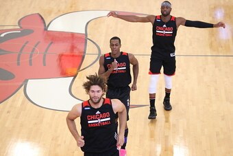 CHICAGO, IL - OCTOBER 11:  Rajon Rondo #9 of the Chicago Bulls warms up during the Chicago Bulls All Access practice on October 11, 2016 at the Advocate Center in Chicago, Illinois. NOTE TO USER:  User expressly acknowledges and agrees that, by downloadin