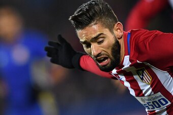 Atletico Madrid's Belgian midfielder Yannick Ferreira Carrasco reacts during the UEFA Champions League football match between FC Rostov and Club Atletico de Madrid in Rostov-on-Don on October 19, 2016. / AFP / Kirill KUDRYAVTSEV        (Photo credit shoul