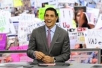 Oct 24, 2015; Harrisonburg, VA, USA; ESPN commentator David Pollack during the broadcast in the front of Wilson Hall on the campus of James Madison University prior to the homecoming game between Richmond and James Madison at Bridgeforth Stadium. Mandator