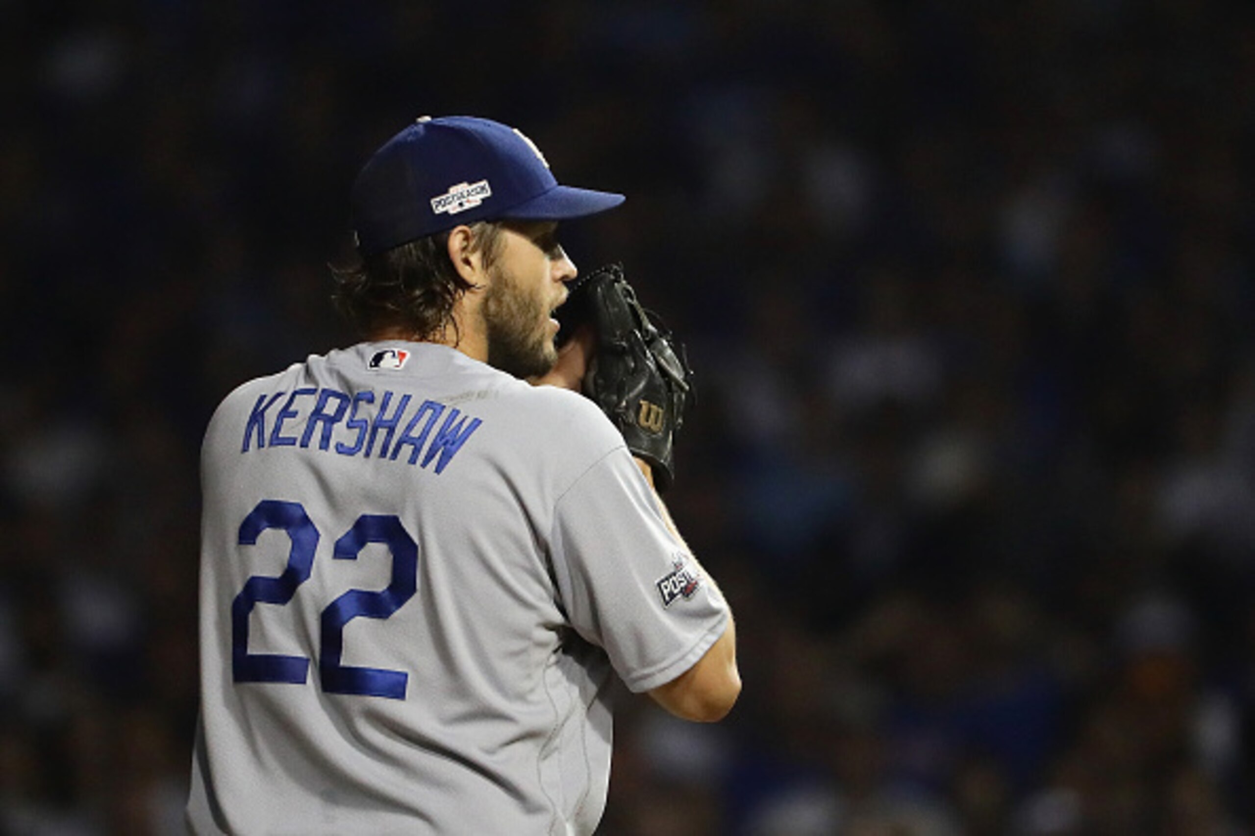 CHICAGO, IL - OCTOBER 16:  Clayton Kershaw #22 of the Los Angeles Dodgers pitches against the Chicago Cubs during game two of the National League Championship Series at Wrigley Field on October 16, 2016 in Chicago, Illinois.  (Photo by Jonathan Daniel/Get
