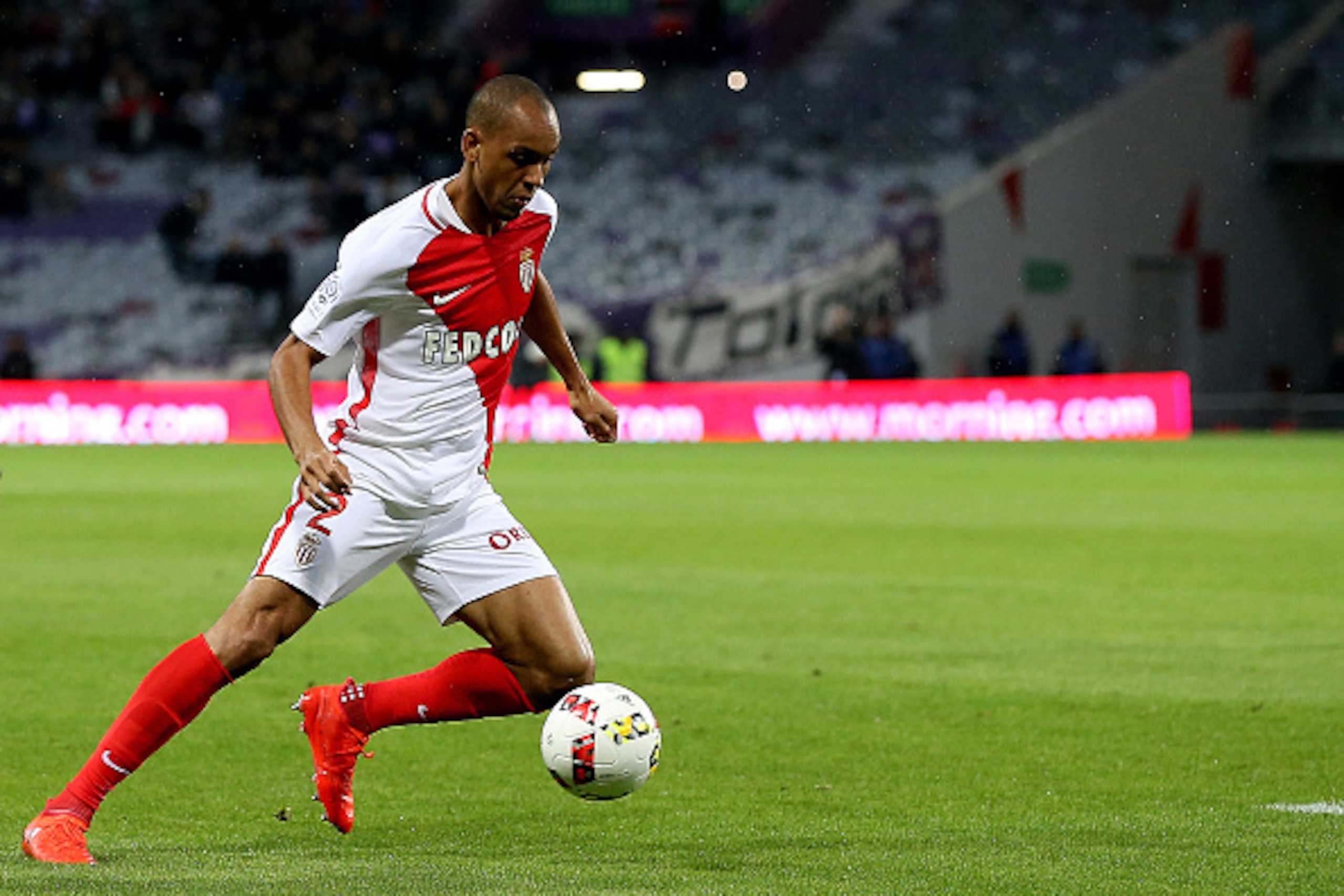 TOULOUSE, FRANCE - OCTOBER 14:  Fabinho of Monaco in action during the French Ligue 1 match between Toulouse and Monaco at Stadium on October 14, 2016 in Toulouse, France.  (Photo by Romain Perrocheau/Getty Images)