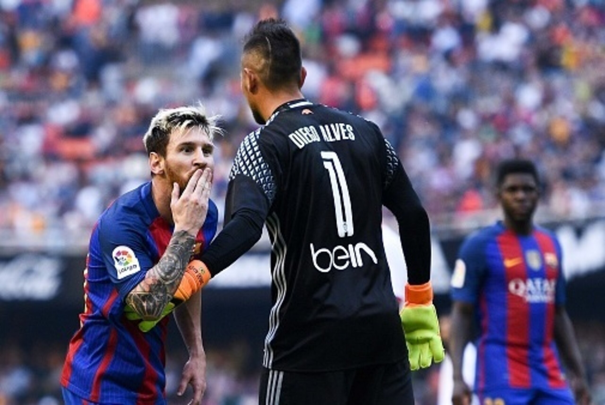 VALENCIA, SPAIN - OCTOBER 22: Lionel Messi of FC Barcelona celebrates towards a TV camera after scoring his team's third from the penalty spot goal during the La Liga match between Valencia CF and FC Barcelona at Mestalla stadium on October 22, 2016 in V VALENCIA, SPAIN - OCTOBER 22: Lionel Messi of FC Barcelona celebrates towards a TV camera after scoring his team's third from the penalty spot goal during the La Liga match between Valencia CF and FC Barcelona at Mestalla stadium on October 22, 2016 in V