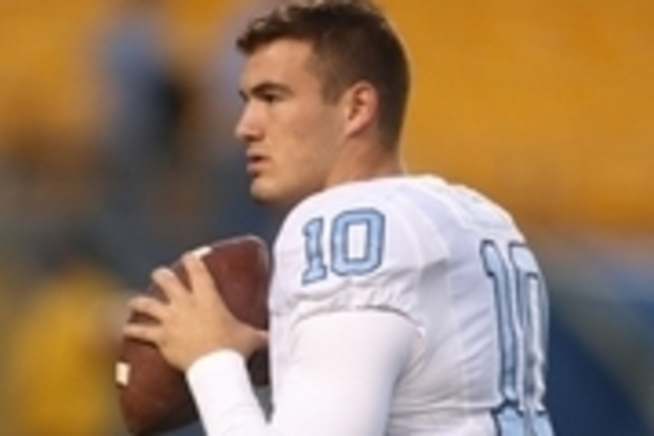 Oct 29, 2015; Pittsburgh, PA, USA; North Carolina Tar Heels quarterback Mitch Trubisky (10) warms up before playing the Pittsburgh Panthers at Heinz Field. The Tar Heels won 26-19. Mandatory Credit: Charles LeClaire-USA TODAY Sports
