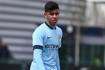 MANCHESTER, ENGLAND - MAY 16:  Paolo Fernandes of Manchester City in action during the U18 Premier League match between Manchester City and Everton at The Academy Stadium on May 16, 2015 in Manchester, England.  (Photo by Pete Norton/Getty Images)
